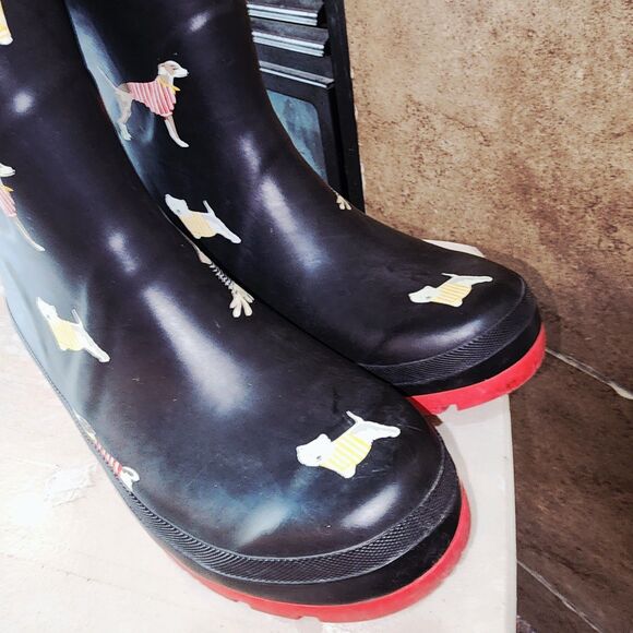 JOULES "DOG SHOW" MOLLY Black Midi Outdoor Rain Mud Farm Work Beach Logo Boots - Picture 4 of 11